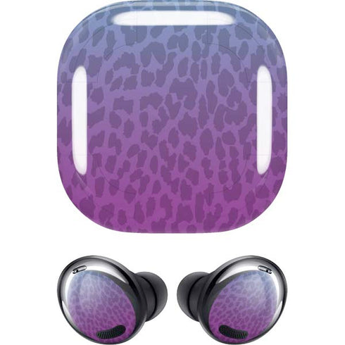 Cheetah Print Purple and Blue Galaxy Buds Pro Skin